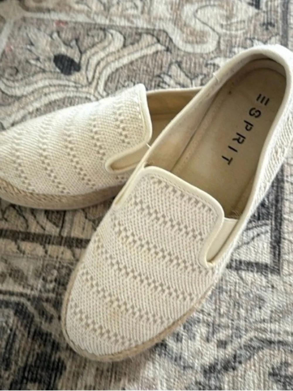 Esprit Nadine Cream Crochet Slip-On Loafers